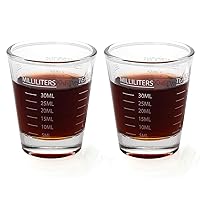 Shot Glasses Measuring cup Liquid Heavy Glass Wine Glass Espresso Shot Glass 26-Incremental Measurement 1 OZ 4 Features 45ML (2 pack-white 30ml)