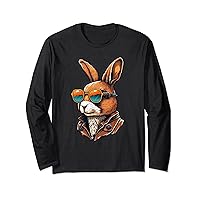 Vintage Rabbit Sunglasses Easter Day Women Men Kids Girls Long Sleeve T-Shirt