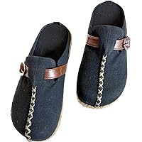 (Black) Hemp Fabric Unisex Shoes Sandals Mule