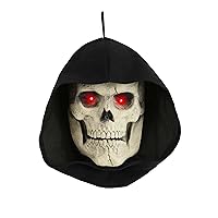 Fun Costumes Haunting Scary Grim Reaper Skull Wall/Door Decoration, Light-Up Eyes Battery Operated Motion Sensor Animatronic Display
