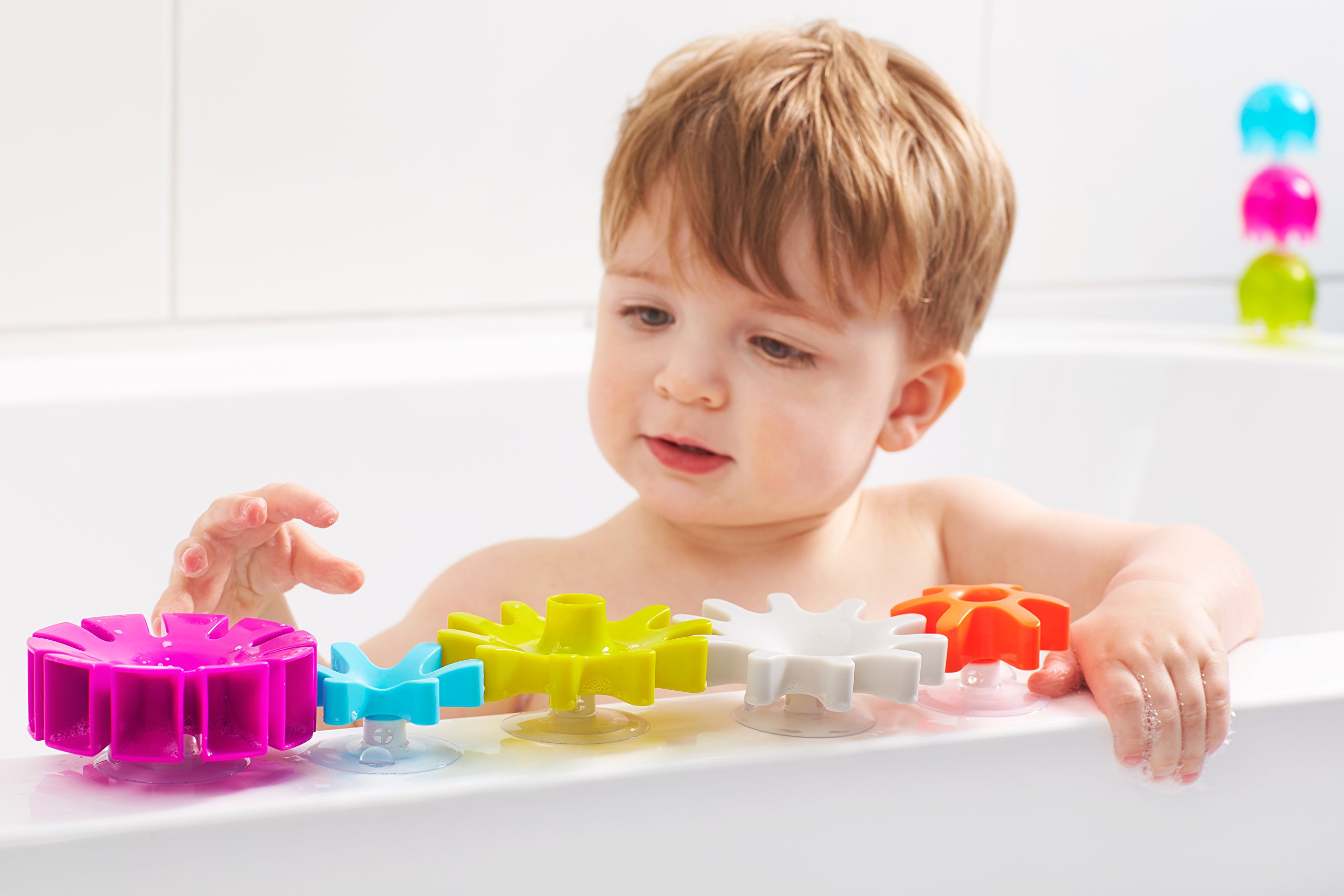 Boon COGS Baby Bath Toys - Gear Themed Sensory Baby Toys for Bathtub - Multicolored - Ages 12 Months and Up - 5 Count