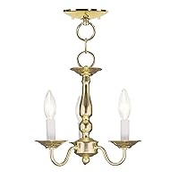 Livex Lighting 5009-02 Williamsburg 3-Light Convertible Hanging Lantern/Ceiling Mount, Polished Brass