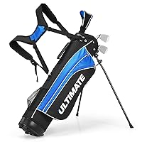 Junior Golf Clubs Set, Youth Golf Clubs w/Golf Stand Bag, 3# Fairway Wood, 7# & 9# Irons, Putter & Head Cover, Kids Complete Golf Club Set for Boys Girls Toddlers