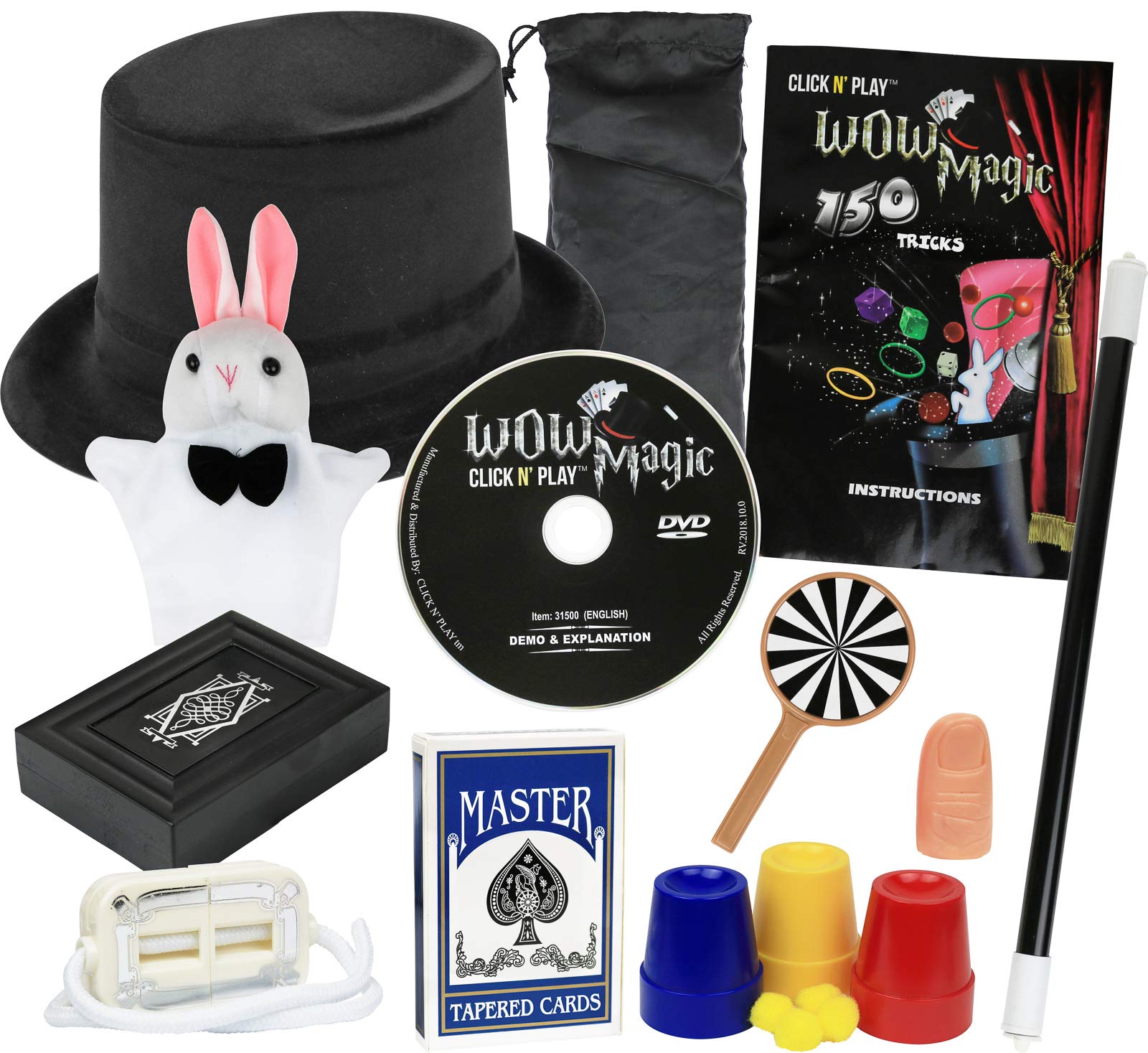 Click N' Play Magician Dress Up & Magic Tricks Set for Kids, Halloween Magic Trick Games for Girls & Boys, Kids Magic Set, Over 150 Tricks, Includes Manual & DVD Tutorial, Magic Kit for Kids Age 8-10