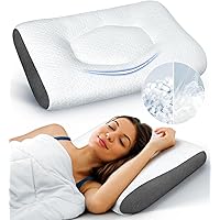 Super Comfort Ergonomic Pillow for Neck Head and Shoulder Pain Relief, Odorless Contour Support Pillows for Bed Sleeping, Orthopedic Cervical Spine Stretch Pillow for Side Back Stomach Sleeper