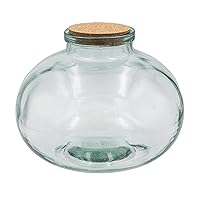Creative Co-Op, Clear Round Reclaimed Glass Jar with Cork Lid, Large