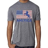 SoRock Men's USA Flag America Unicorn Tri Blend Tshirt Heather Grey