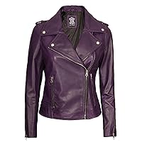 Decrum Purple Women's Leather Motorcycle Jacket | (N2) [1315865] Kristen Purple, XL