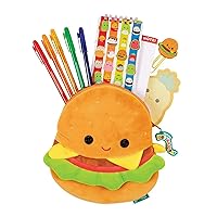 Fashion Angels Squishmallows All About Carl The Cheeseburger Stationery Set – Includes Carl Pencil Pouch - 1200+ Squishmallows Stickers - Activity Journal - 5 Gel Pens, Sticky Notes and More!