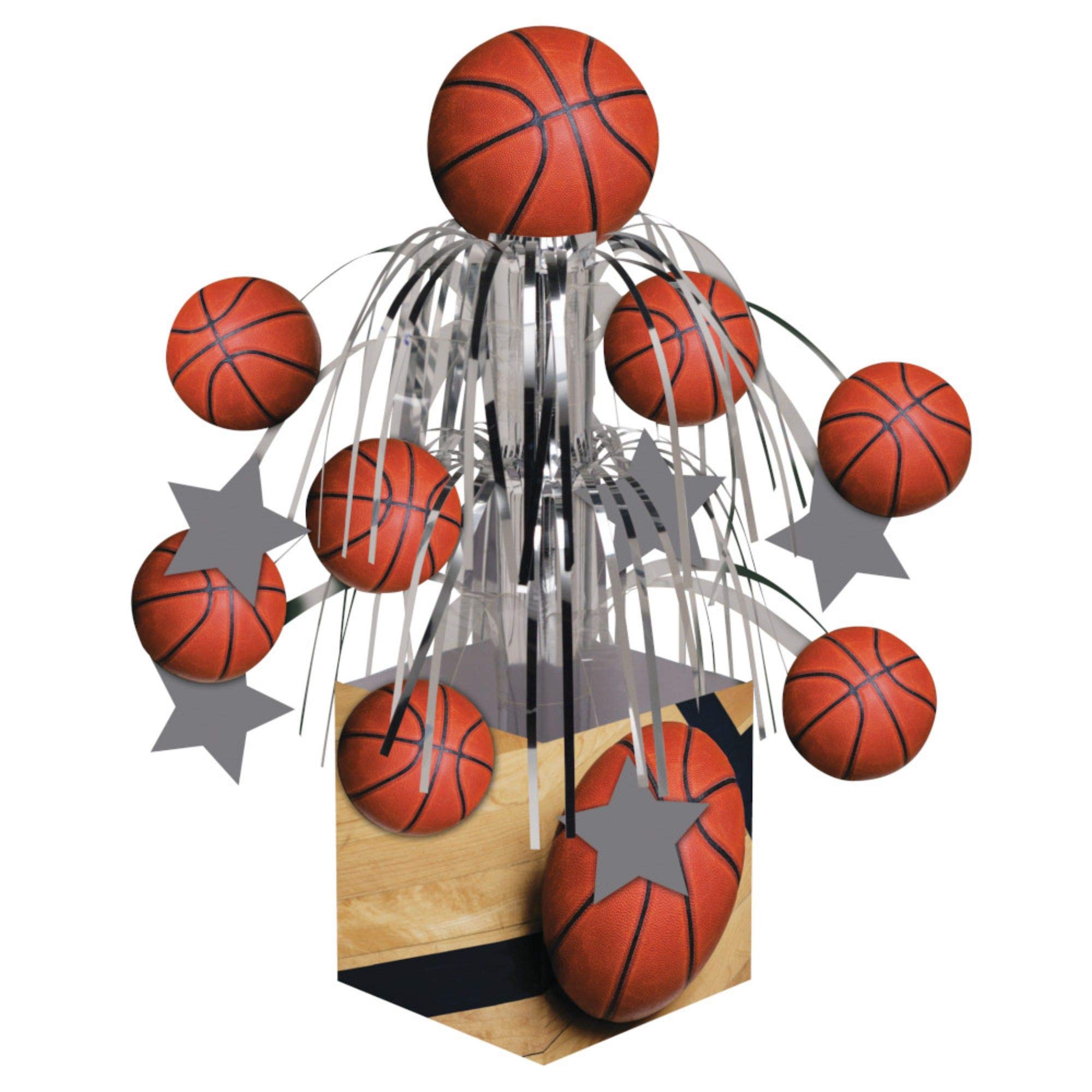 Pack of 6 Sports Fanatic Basketball Mini Cascade Foil Tabletop Centerpiece Party Decorations 8.5