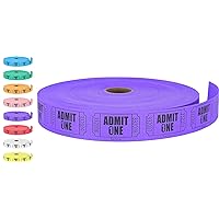 Tacticai 2000 Raffle Tickets, Admit One, Purple (8 Color Selection), Single Roll, Ticket for Events, Entry, Class Reward, Fundraiser & Prizes