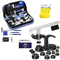 【Combination Version】ONEBOM Watch Repair Tool Kit + Watch Press Set, Professional Spring Bar Tool Set, Watch Band Link Pin Tool Set with Carrying Case, Watch Battery Replacement Tool Kit