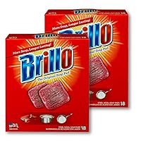 Brillo Steel Wool Soap Pads, Long Lasting, Original Scent Cleaning, 18 Count (Original, 18 Count (Pack of 2))