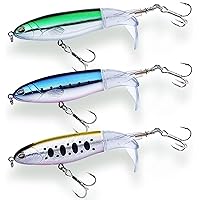 3 Pieces Top Water Fishing Lures for Bass, Fishing Lures Kit, Floating Lure with Floating Rotating Tail for Bass Trout, Bass Topwater Lure for Freshwater Saltwater