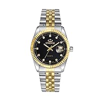 OIDEA Stainless Steel Men's Watches: Rhinestone Quartz Analog Wrist Watches for Men Waterproof Luminous Watch with Date