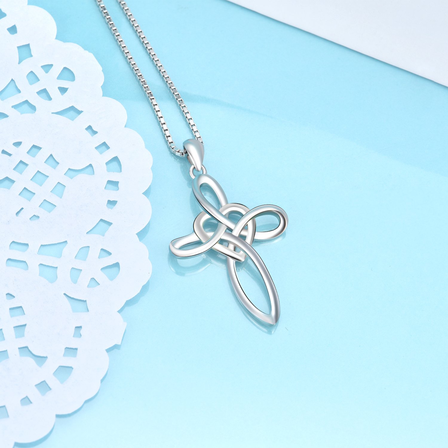 YFN Celtic Knot Cross Necklace Sterling Silver Infinity Love Heart Pendant Necklace