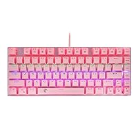 HUO JI 60% Mechanical Gaming Keyboard, E-Yooso Z-88 with Red Switches, Rainbow LED Backlit, Compact 81 Keys Hot Swappable, Pink