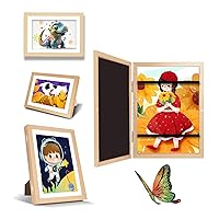 UBeesize 9.5x13 Kids Art Frame - A4 Artwork Display Kids Art Frames Front Opening Holds 50 - Changeable Picture Display 8.5x11 Without Mat and 6.1x9.6 With Mat -Storage Frames with Easel Back(Wood)