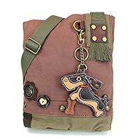 CHALA Patch Crossbody Canvas messenger bags with Animal Coin Purse Mauve (Weiner Dog)