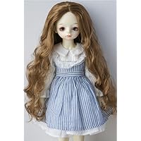 JD435 8-9'' 21-23cm Long Wave Without Bangs Doll Wigs 1/3 SD Synthetic Mohair BJD Accessories (Brown)