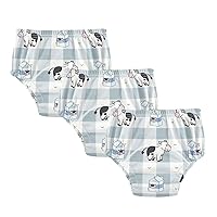 ALAZA Cute Cow Print Animal Buffalo Plaid Cotton Potty Training Underwear Pants for Toddler Girls Boys, 2t, 3t, 4t, 5t