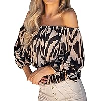 Button Down Shirts for Women for Spring Womens Polka Printed Off The Shoulder Tops Summer Flared Bell Sleeve B