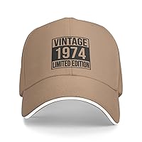 50th Birthday Gifts for Him Her Vintage 1974 Hat 50 Year Old Gifts for Men Women 50 Year Old Baseball Cap Black
