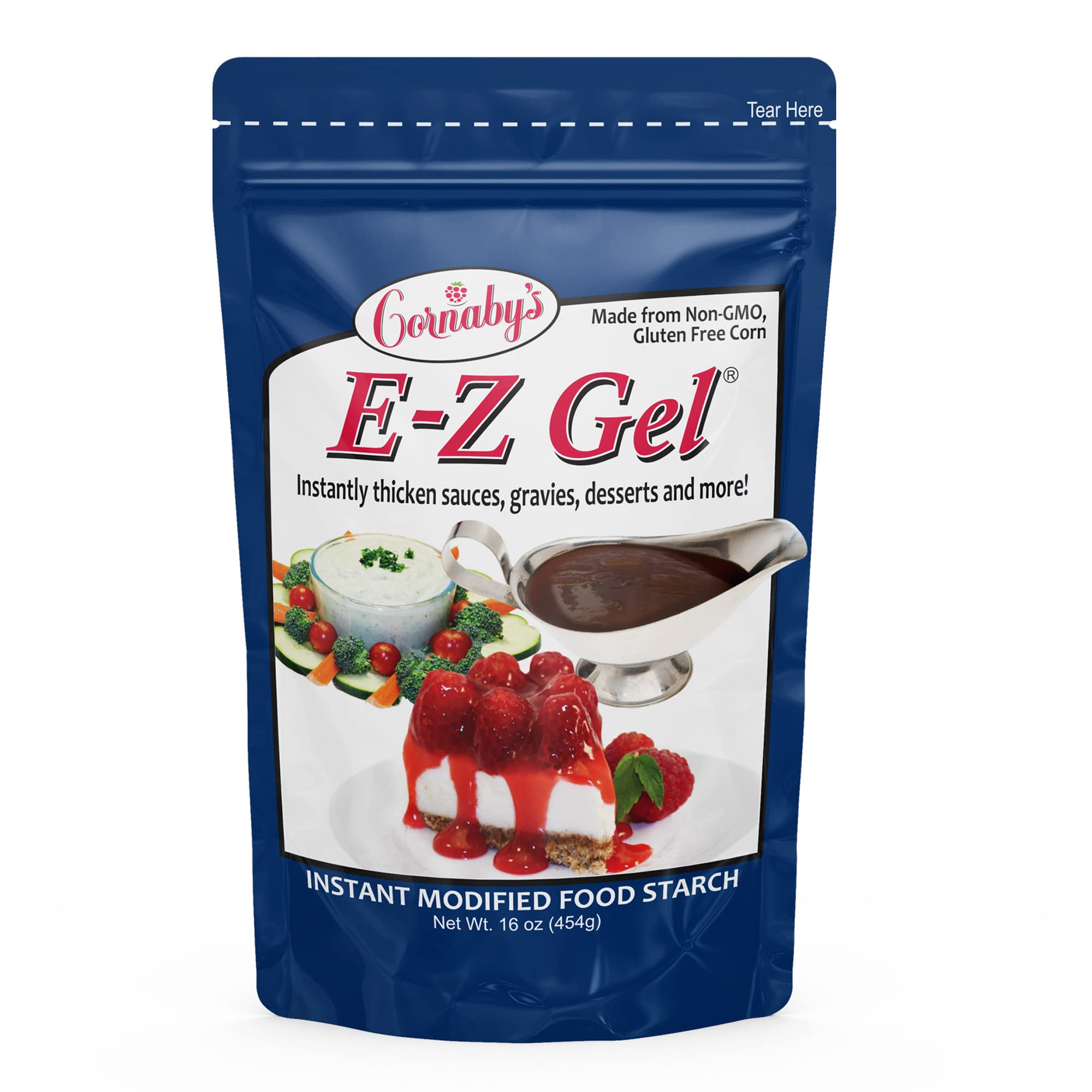 Cornaby's E-Z Gel Instant Food Thickener, 16oz. (Pack of 1) | Gluten-Free, Non-GMO, All-Natural, Instant Food Starch Granules For Thickening Sauces, Soups, Gravy, Desserts, Salad Dressing, and More!