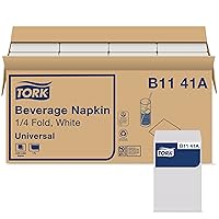 Tork Napkins 1-ply Beverage White For everyday use at home 9.375x9.375 (WxL), 500 napkins/pack, 8 packs/case