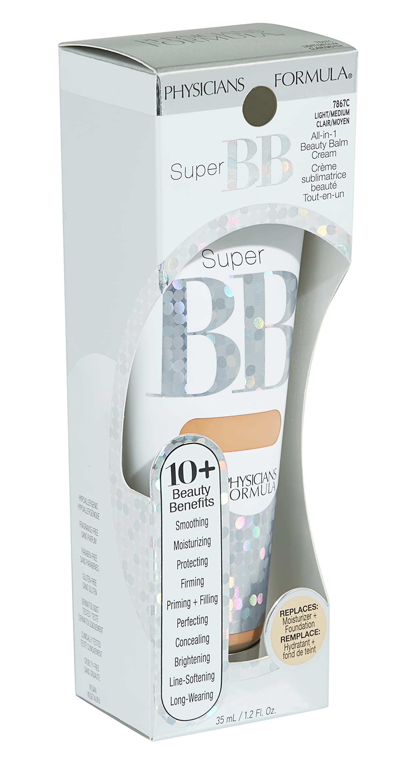 Physicians Formula Super BB All-in-1 Beauty Balm Cream Light/Medium | Dermatologist Tested, Clinicially Tested