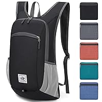 15L Lightweight Hiking Backpack Foldable Small Travel Backpack Packable Camping Backpack for Women Men (Black)