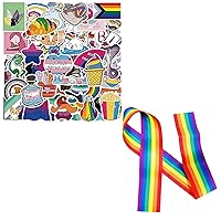 12 PCS Rainbow Flag Ribbons & 200 PCS LGBTQ Pride Stickers