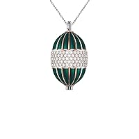 talia Rhodium Plated Rose Gold Silver Vermeil Green Inlay and White Diamond Cut CZ Opus Pendant Necklace 3 Charm Set on 20 to 32 Inch Chain