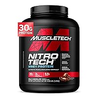 Whey Protein Powder (Milk Chocolate, 4 Pound) - Nitro-Tech Muscle Building Formula with Whey Protein Isolate & Peptides - 30g of Protein, 3g of Creatine & 6.6g of BCAA