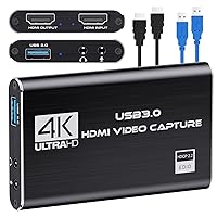 DIGITNOW Audio Video Capture Card,4K HDMI USB 3.0 Capture Adapter Video Converter 1080P 60fps Portable Capture Device for Video Game Recording Live Streaming Broadcasting,Support PS4 Xbox One Camera