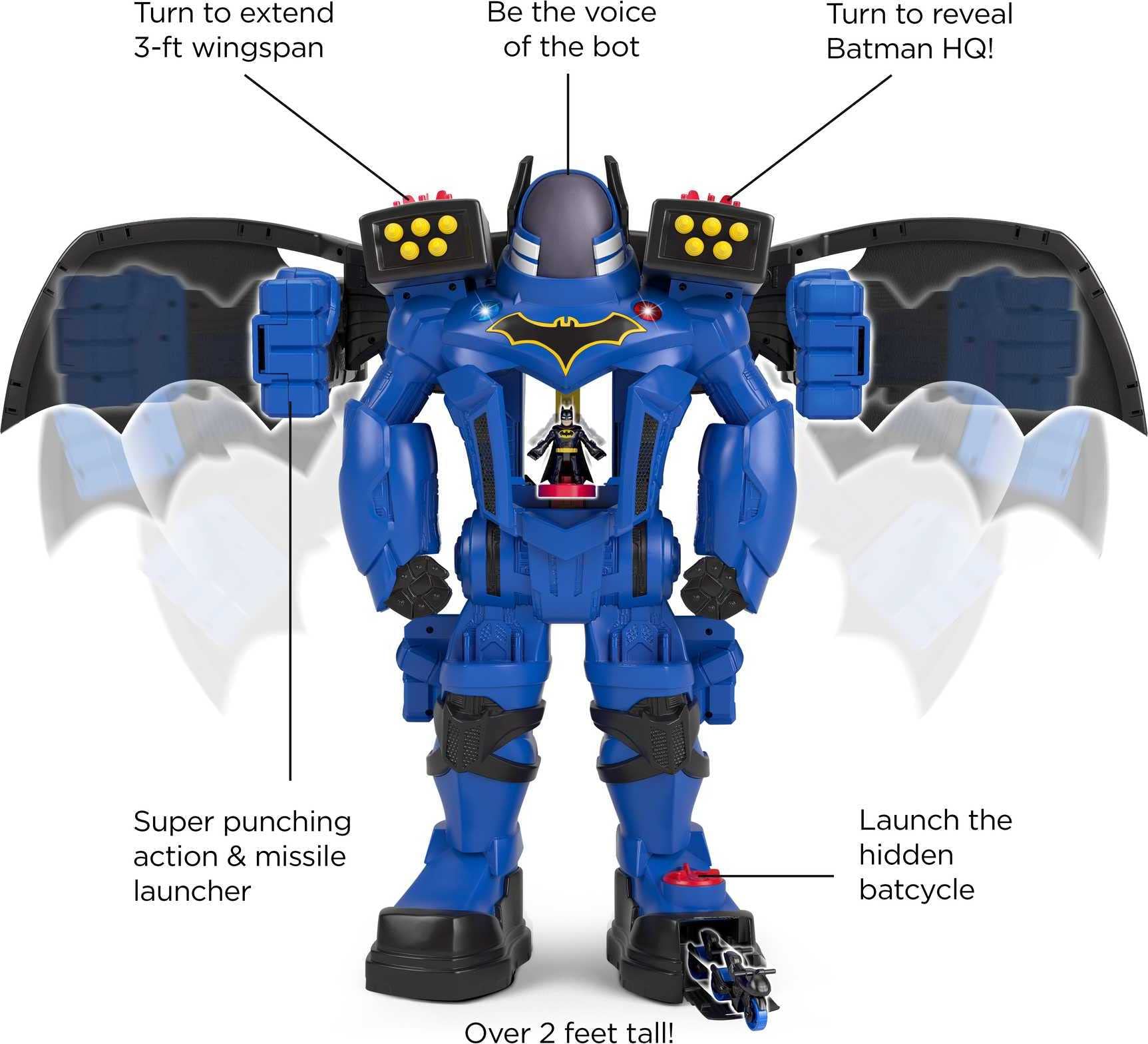 Imaginext DC Super Friends Batman Robot Playset, Batbot Xtreme, 30 Inches Tall with Figure & 11 Pieces for Preschool Kids Ages 3+ Years (Amazon Exclusive)