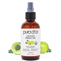 PURA D'OR 4 Oz ORGANIC Amla Oil, 100% Pure USDA Certified Premium Grade Carrier Oil, Cold Pressed, Unrefined Indian Hair Care Growth Oil, Hair Serum & Thickening Hair Products for Women & Men