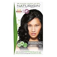Naturigin Permanent Hair Dye, 2.0 Black, Ammonia and Paraben Free, up to 100% Gray Hair Coverage, Long Lasting, Vegan, Cruelty Free