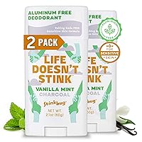 Natural Organic Deodorant Stick with Vanilla and Mint, Coconut Oil and Activated Charcoal, Aluminum Free Deodorant by Stinkbug Naturals, Vanilla Mint 2-Pack