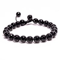 Black Onyx Round Faceted Beads 8 mm Adjustable Designer Bracelet TB-71 for Girls,Man,Woman,Friend,Gift,Boys,Friendship Band.