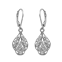 Artisan Crafted 0.50 CTW Polki Diamond Drop Glinting Earrings, 925 Sterling Silver Platinum Plated