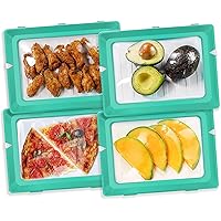 2022 Version 4 Pack - Stacking Food Storage Trays, Stretch Cover, Save Space and Keep Food Fresh, Reusable, Dishwasher & Freezer Safe, Durable, Meal-Prep, Food Storage Containers
