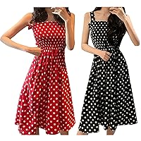 Summer Dresses 2023 Fation Loose Sleeveless Plus Size Polka Dot Spaghetti Strap Dress Dresses for Women 2023