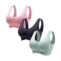 Women's No Steel Ring 3PC Underwear Gathering Sleep Bra Latex Underwear Traceless Back Heart Bar 3PC Sexy Bra