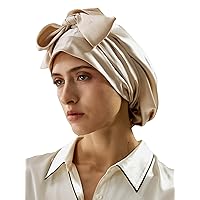 LilySilk 100% 22MM Pure Mulberry Silk Sleep Cap Womens Silk Bonnet for Sleeping & Hair Care Night Hair Wrap Elastic