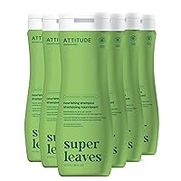 ATTITUDE Nourishing Hair Shampoo, EWG Verified, For Dry and Damaged Hair, Naturally Derived Ingredients, Vegan and Plant Based, Grapeseed Oil and Olive Leaves, 16 Fl Oz (Pack of 6)