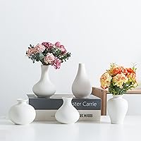 Small Ceramic Vase Set of 5, Modern White Vase, Bud Vase, Boho Decorative Vase for Fireplace, Entryway and Living Room, Centerpiece Table Decorations