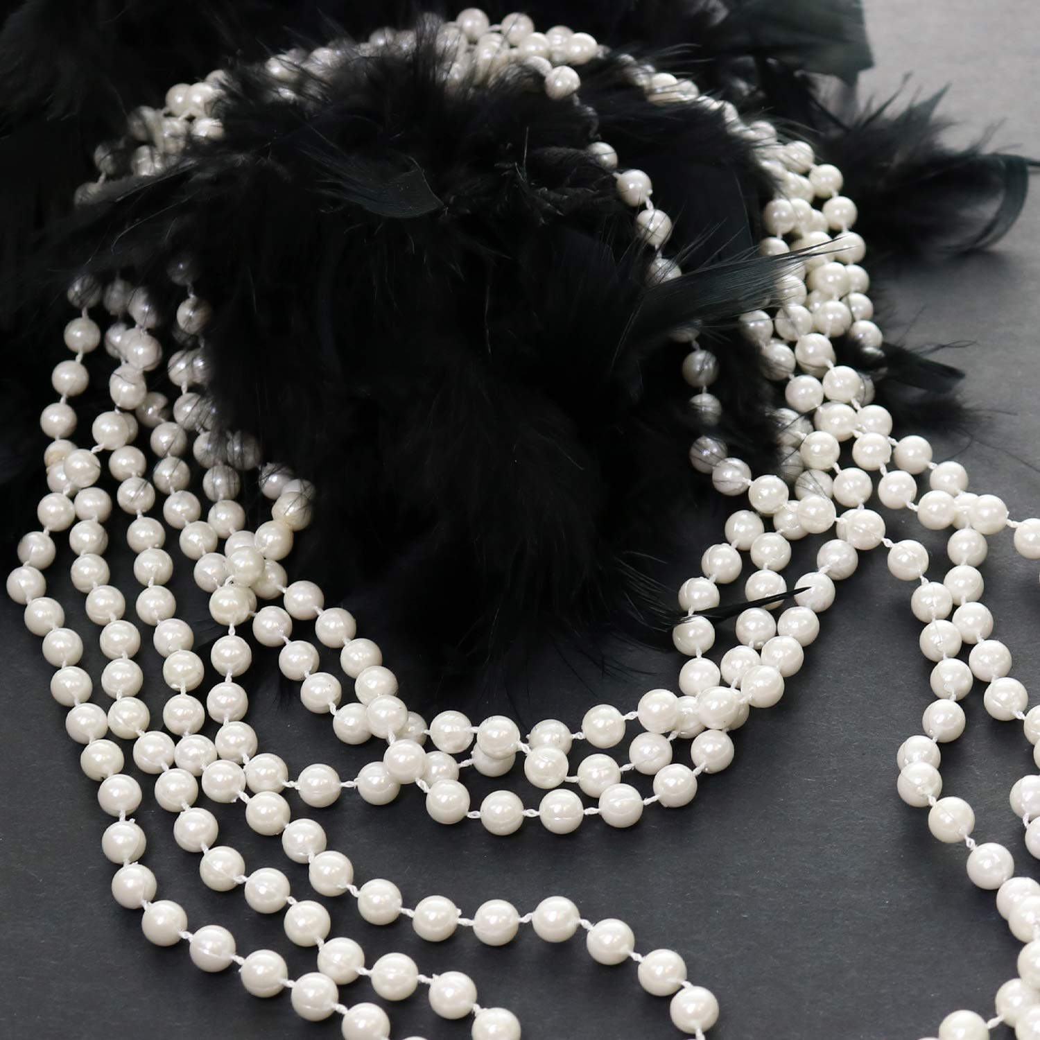 GIFTEXPRESSⓇ 12 PCS White Pearl Bead Necklaces Flapper Beads Party Accessory Party Favor