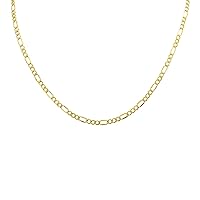 SZUL 10K Yellow Gold 3.5mm Diamond Cut Oval Figaro Chain with Lobster Clasp