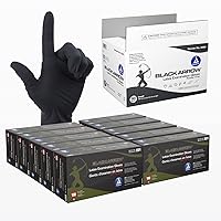 Dynarex Black Arrow Disposable Latex Exam Gloves, Powder-Free, For Healthcare, Law Enforcement, Tattoo, Salon or Spa, Black (1000, Small)